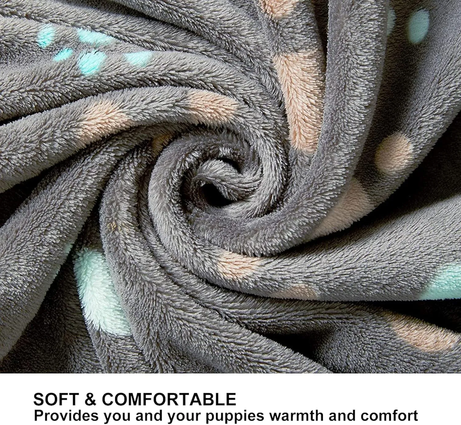 1 Pack 3 Puppy Blankets Super Soft Warm Sleep Mat Grey PAW Print Blanket Fleece Pet Blanket Dog Blankets for Small Dogs Puppy Dogs Fluffy Cats,Medium(29"x20")