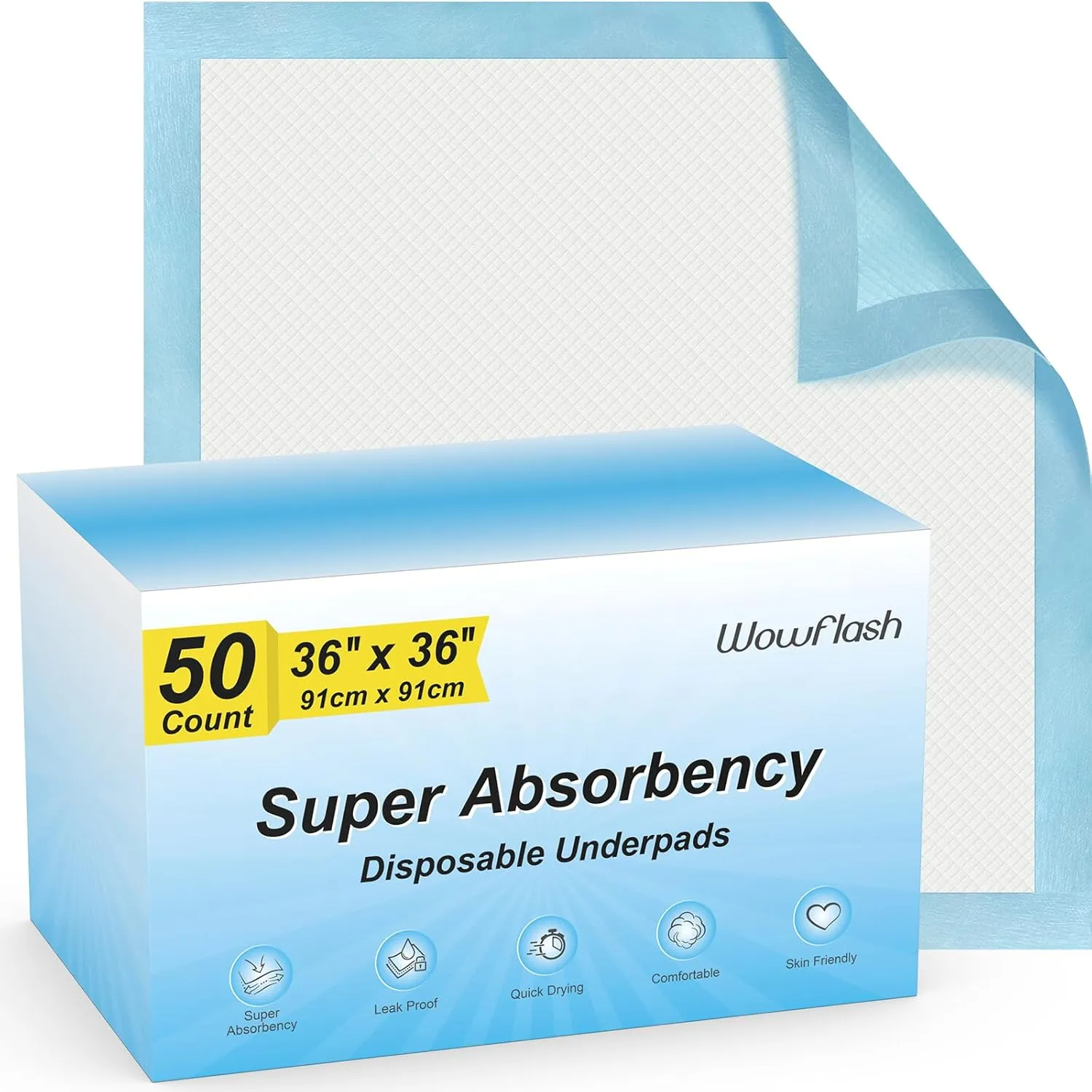 100 Count 22” x 22” Super Absorbency Disposable Underpads, Leakproof Quick Drying Disposable Pads for Baby, Puppy and Adults, Puppy Pads, Cat Pee Pads for Dogs, Potty Puppy Training Pads