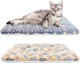 2 Pack Cat Blankets for Indoor Cats, Ultra Soft Reversible Mat, Fluffy Flannel Blanket for Small Dogs and Cats, Washable Pet Pad