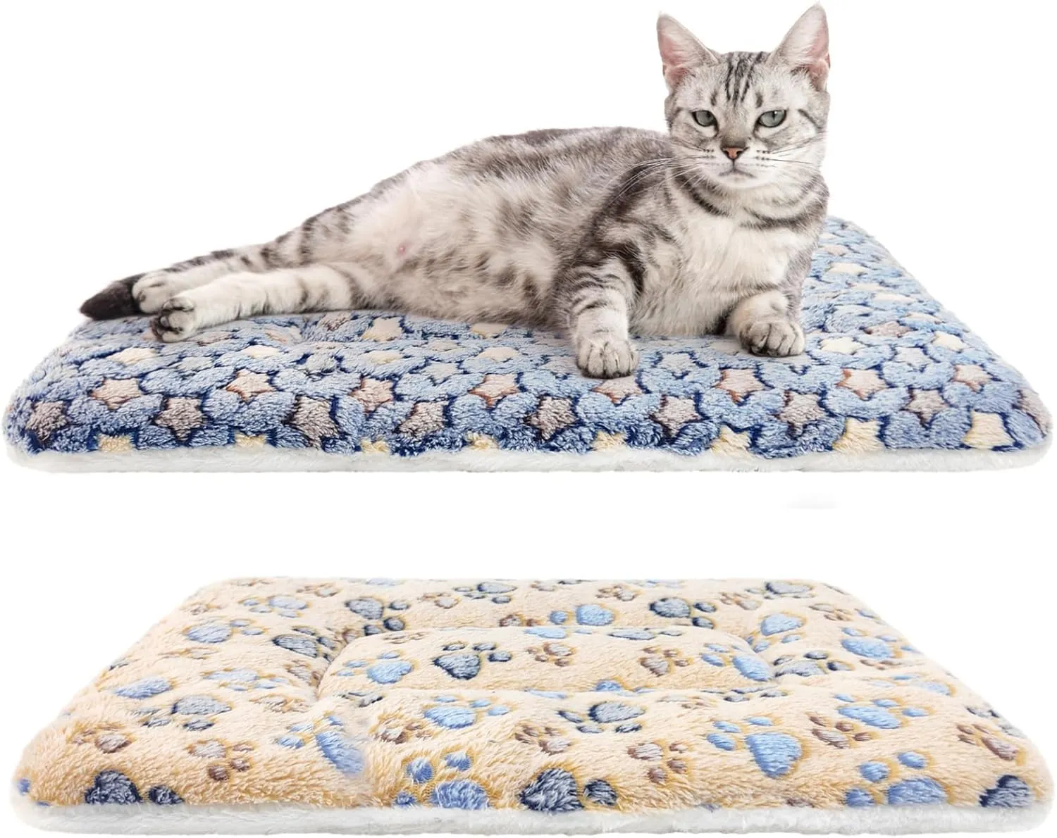2 Pack Cat Blankets for Indoor Cats, Ultra Soft Reversible Mat, Fluffy Flannel Blanket for Small Dogs and Cats, Washable Pet Pad