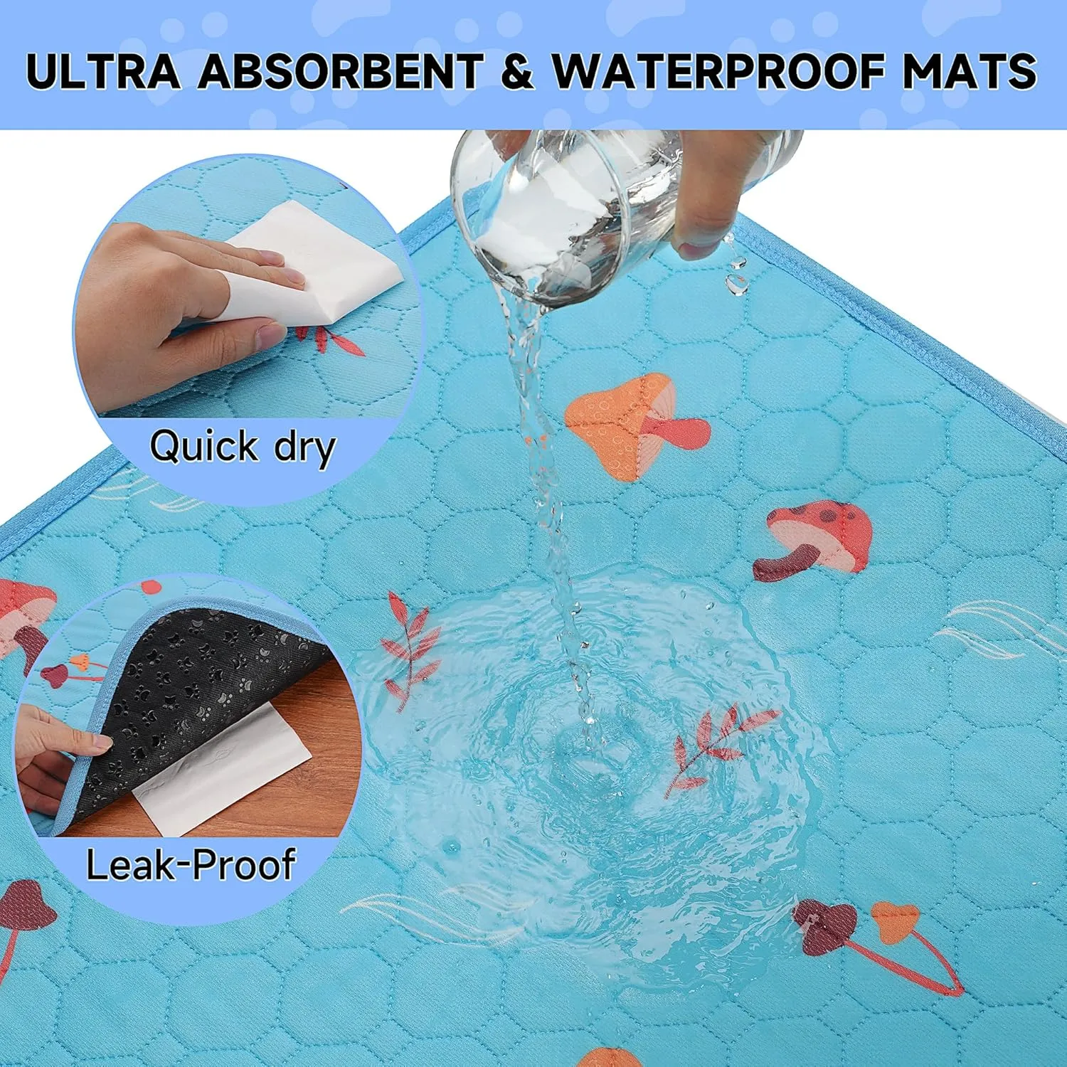2 Pack Washable Pee Pads for Dogs, 34'' x 30'' Extra Large Super Absorbent Reusable Puppy Training Pads - 100% Waterproof, Non-Slip, Whelping Pads with Puppy Playpen, Incontinence, Potty