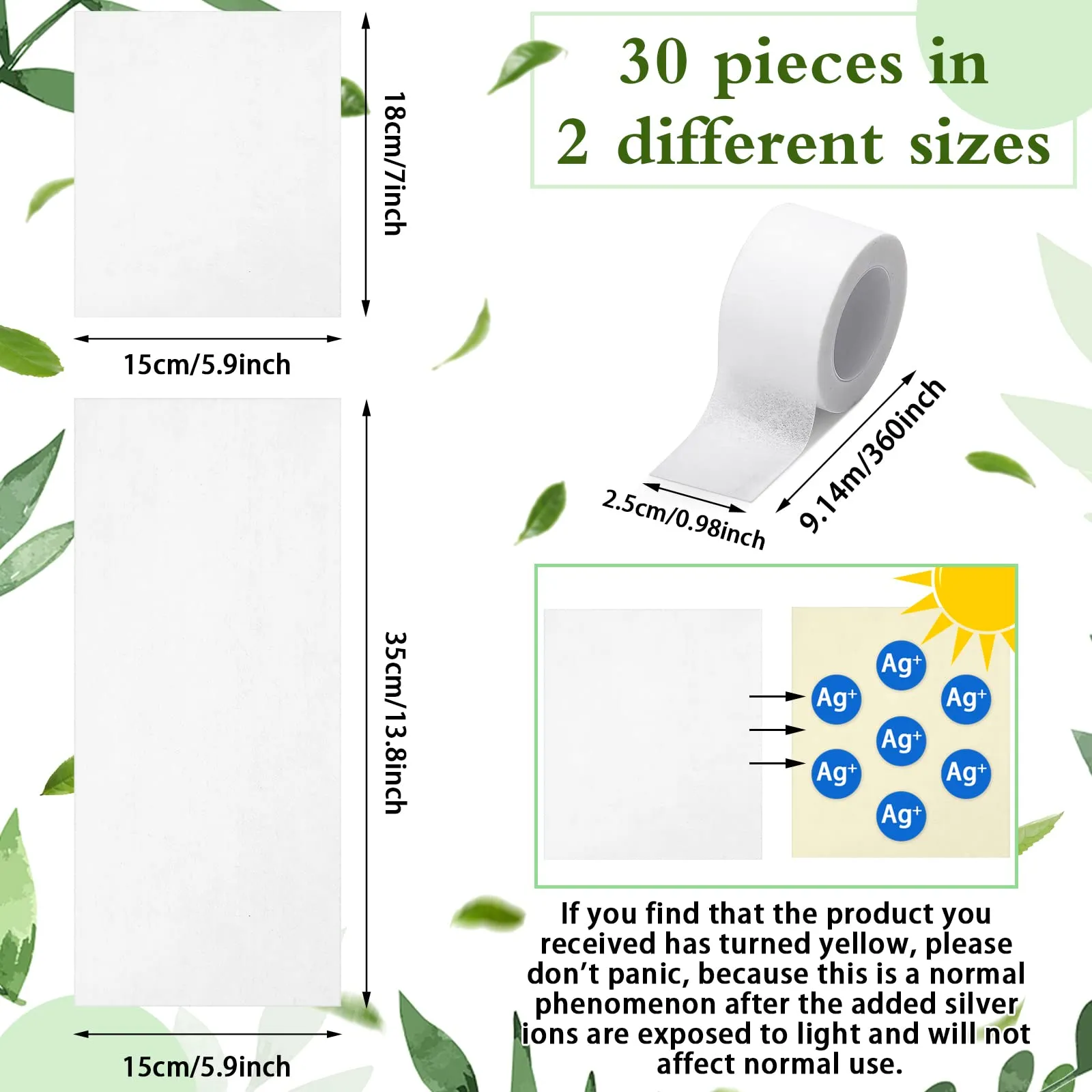 30 Count Skinfold Dry Sheet with Silver Disposable Pads Skin Management Non Chafing for Women Absorbent Underpads with Skin Tape for Adult Elderly Kid,14 x 6,7 x 6 Inch