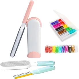 40pcs Box Stored Cat Spring Toys And Reusable Pet Hair Remover For Clothes And Travel Size Lint Brush Included, Better Than Sticky Roller, Cats Hair Magic Remover Brush B (Pink)