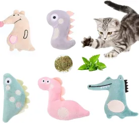 5PCS Cat Toys - Soft Plush Chew Pet Toys with Catnip, Interactive Cat Teething Toys for Indoor Kittens (Animal Theme)