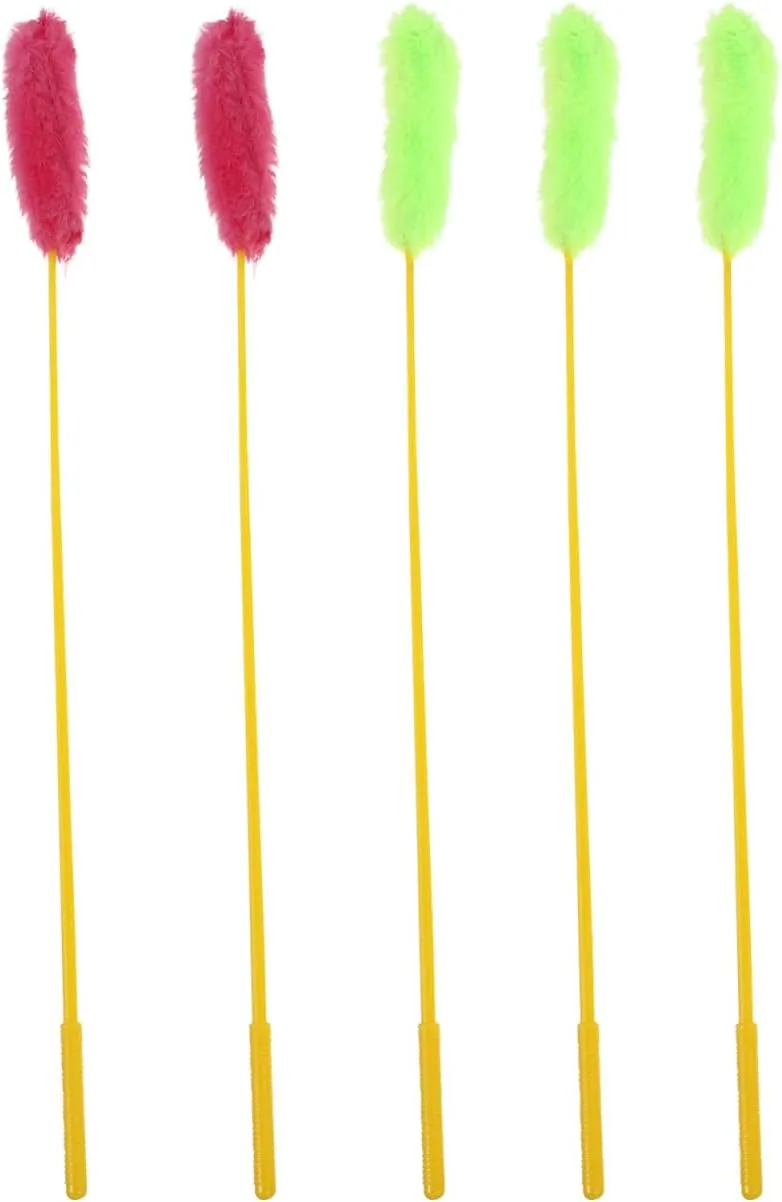5pcs Plush Cat Teaser Toys, Interactive Toys String Cat Plush Wand, Funny Stick Teaser for Kitten Training Playing Exercise - Random Color