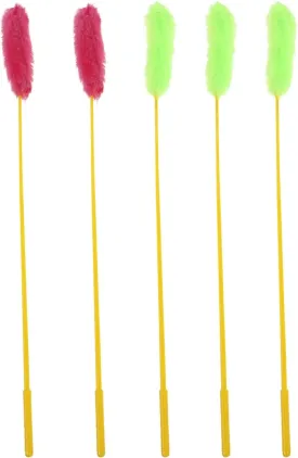 5pcs Plush Cat Teaser Toys, Interactive Toys String Cat Plush Wand, Funny Stick Teaser for Kitten Training Playing Exercise - Random Color