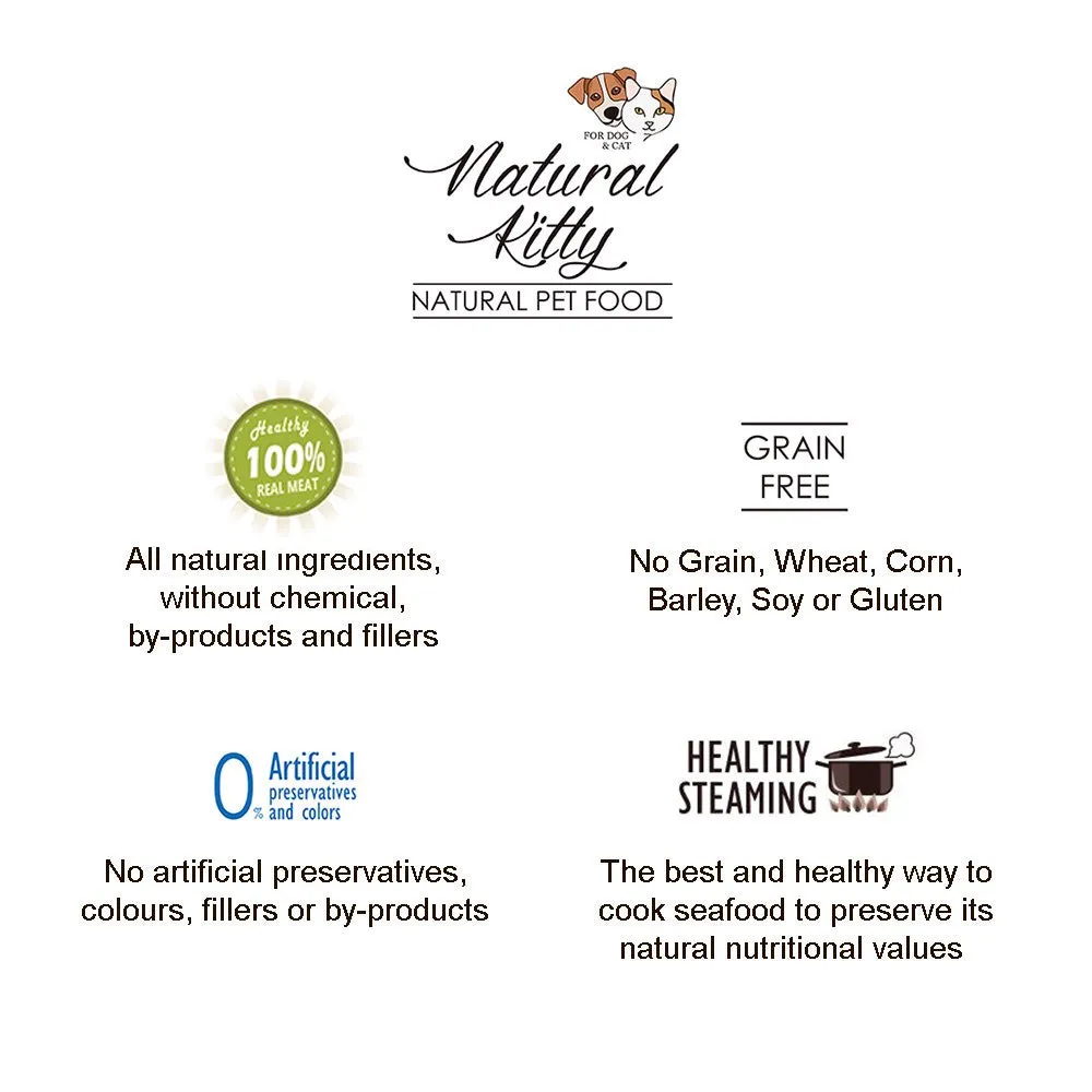 6 FOR $18: Natural Kitty Original Steamed Salmon Grain Free Cat & Dog Treat 25g