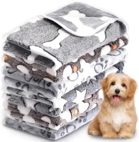 6 Pcs Small Dogs Blankets Super Soft Flannel Pet Blankets with Cute Paw Print Warm Sleep Mat for Medium Dogs Puppy Cat, 23x16inch