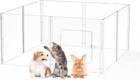 Acrylic Pet Playpen Portable Small Animals Playpen,Pet Yard Fence,8 Panels,Clear (Clear)