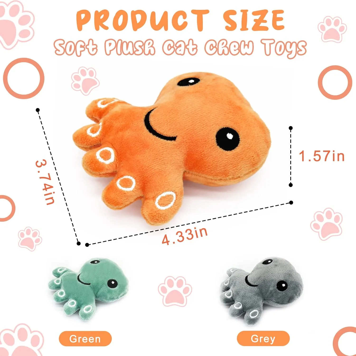 Andiker Cat Catnip Toys, Cat Interactive Toys for Indoor Cats, Soft Plush Cat Chew Toys with Crinkle Paper for Relieve Stress, Reduce Boredom, Teething (Green)