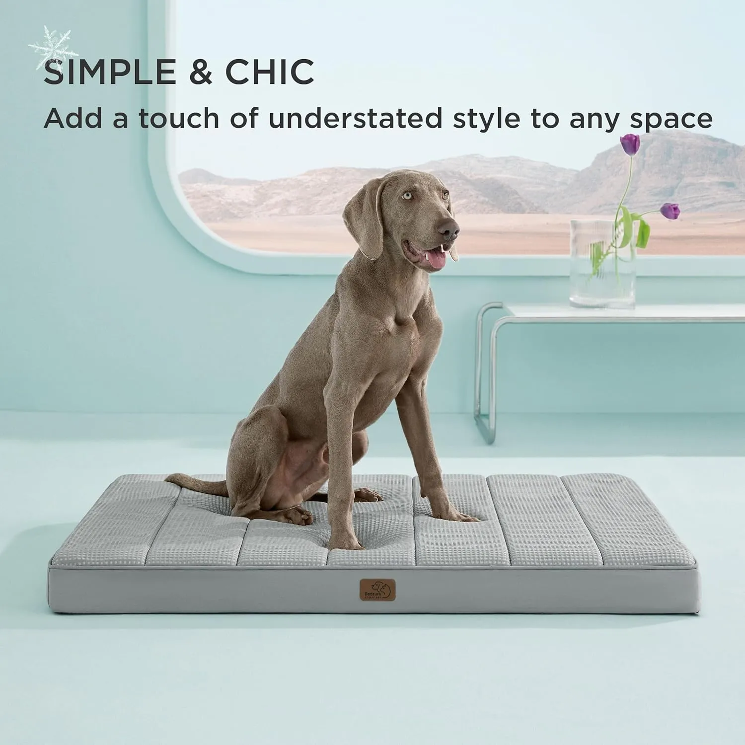 Bedsure Cooling Dog Beds Large Sized Dog - Extra-Large Orthopedic Waterproof Puppy Bed with Removable Washable Cover, Egg Crate Foam Pet Mat, Suitable for Pet Up to 100 lbs