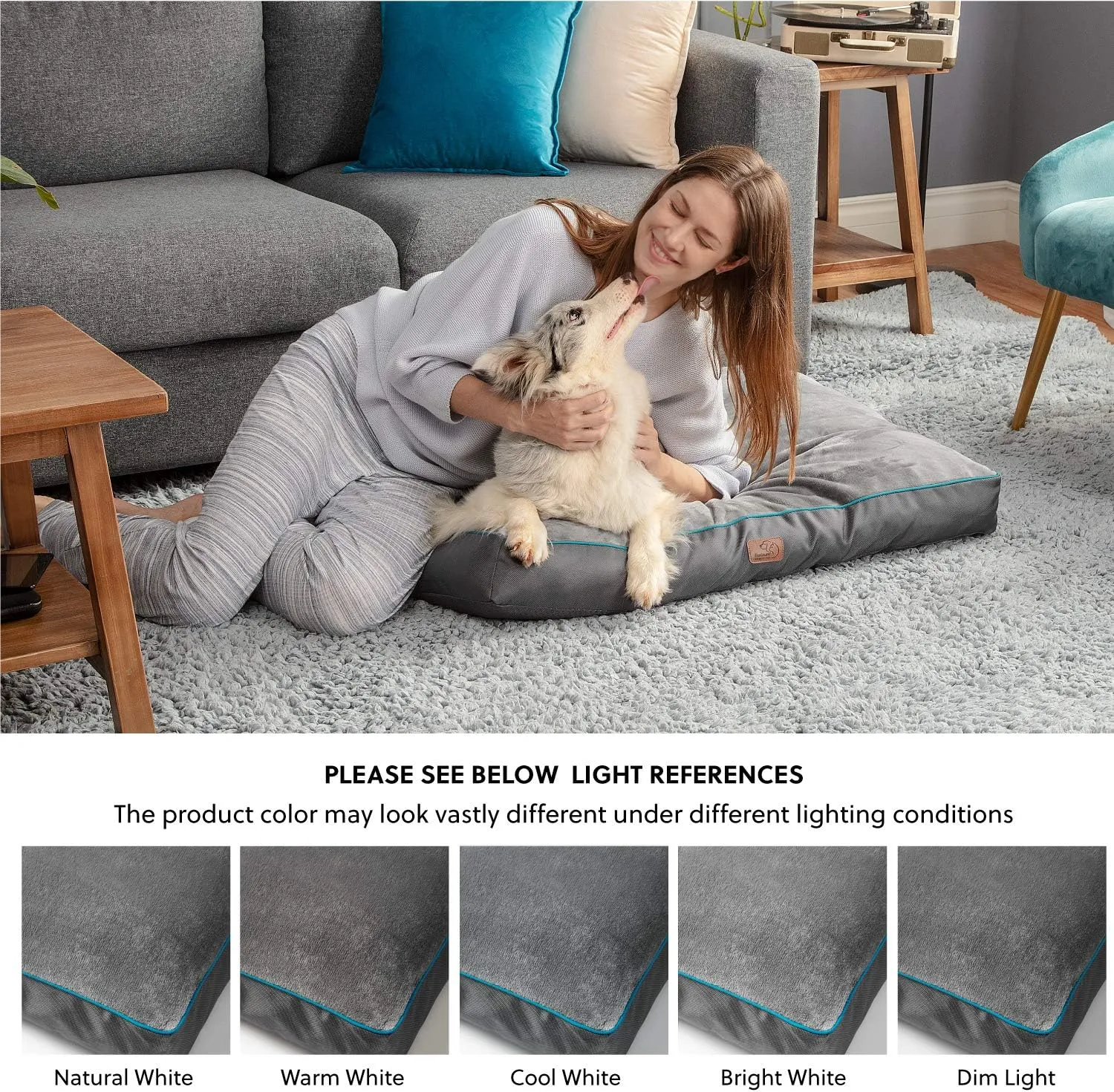 Bedsure Washable Dog Bed Medium Size Dog - 4 Inch Thicken Up to 45lbs Waterproof Pet Mat Pillows with Removable Washable Cover, Grey
