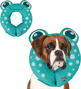 BigMouth Inc Frog Inflatable Recovery Collar, Comfortable Cone Replacement for Pet Surgery, Protective Collars to Prevent Licking & Biting, Size Large