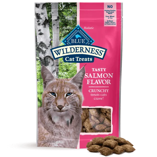 BLUE Wilderness Grain Free Crunchy Cat Treats; Tasty Salmon Flavor