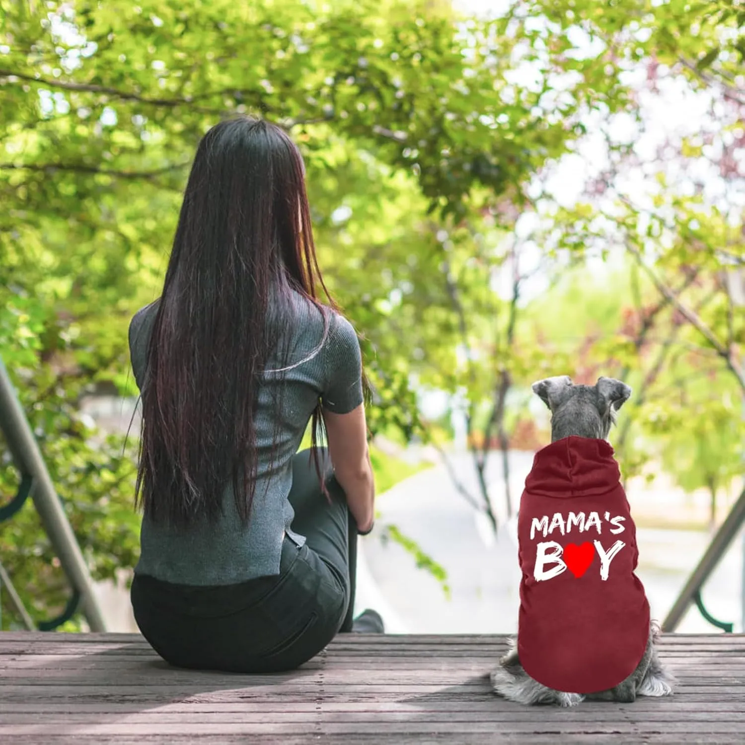 Cat Hoodies for Cats Pet Puppy Clothes Dog Hoodie Mama'Boy Printed Hooded Sweatshirt for Small Medium Size Dogs(Wine Red,M)
