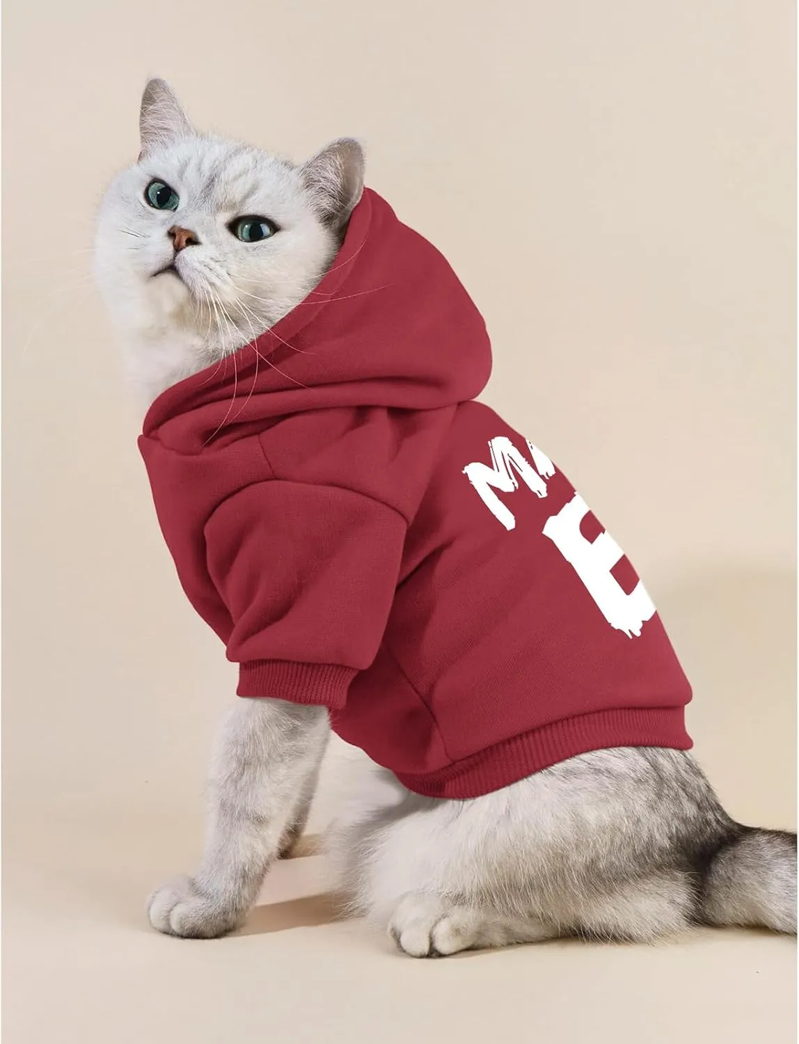 Cat Hoodies for Cats Pet Puppy Clothes Dog Hoodie Mama'Boy Printed Hooded Sweatshirt for Small Medium Size Dogs(Wine Red,M)