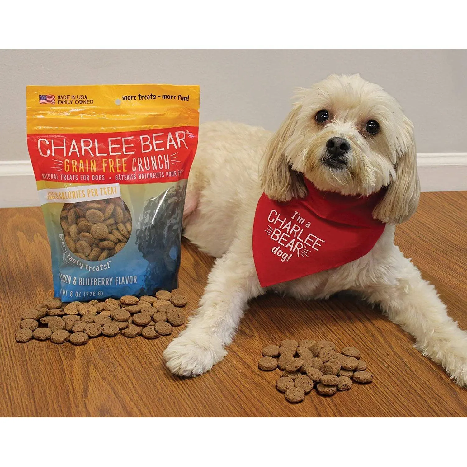 Charlee Bear Grain Free Crunch Bacon & Blueberry Flavour Dog Treats