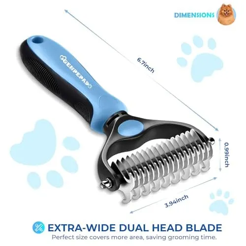 Dematting Comb with Extra Wide Double-Sided Stainless Steel Teeth for Detangling