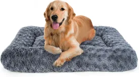 Dog Beds Crate Pad for Medium, Large Dogs, Deluxe Rose Plush Cat Sleeping Mats, Fits Crate Kennel Cage, Anti-Slip Pets Pillow, Washable Ultra Soft Fluffy Dog Bed for Crate (35"x23"Dark Grey)