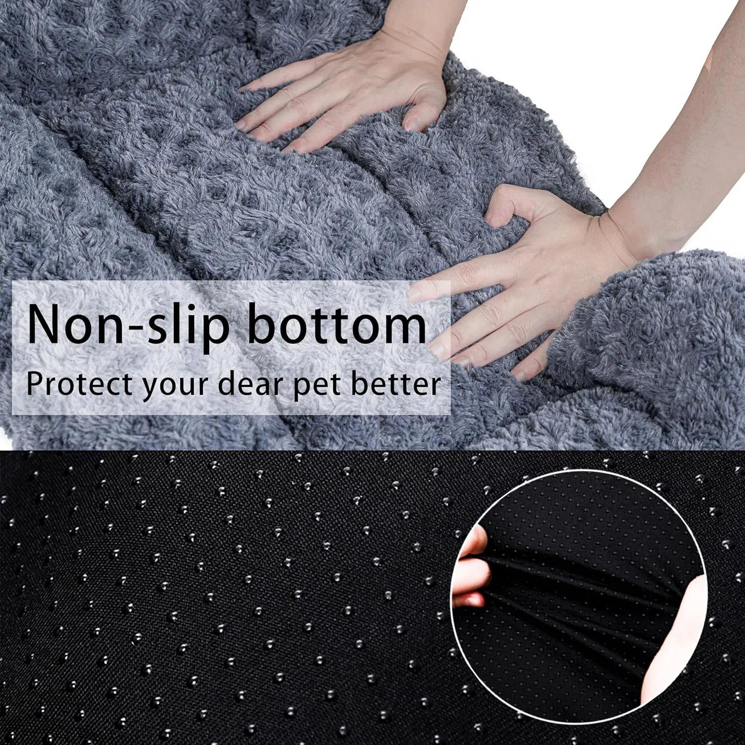 Dog Beds Crate Pad for Medium, Large Dogs, Deluxe Rose Plush Cat Sleeping Mats, Fits Crate Kennel Cage, Anti-Slip Pets Pillow, Washable Ultra Soft Fluffy Dog Bed for Crate (35"x23"Dark Grey)