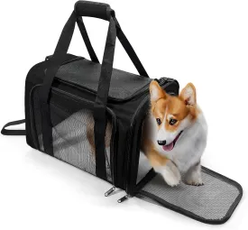 Dog Carrier for Pets, Up to 25 Lbs, Collapsible Travel Carriers for Puppy with Shoulder Strap and Removable Ma, 20x13x13 Inchest, Black