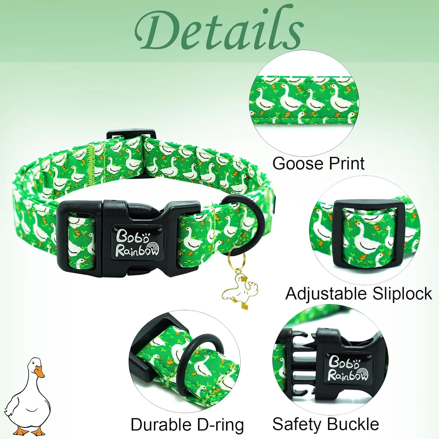 Dog Collar-Goose Adjustable Pet Collar Comfortable Spring Summer Puppy Collar Cute Cotton Collars Durable Necklace Gift for Medium Dogs