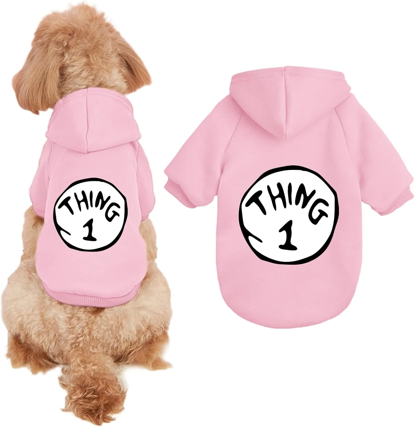 Dog Hoodie Pet Clothes for Small Dogs Thing 1 Printed Hoodies Medium Puppy Hooded Sweatshirt Pullover Outfit(Pink,M)