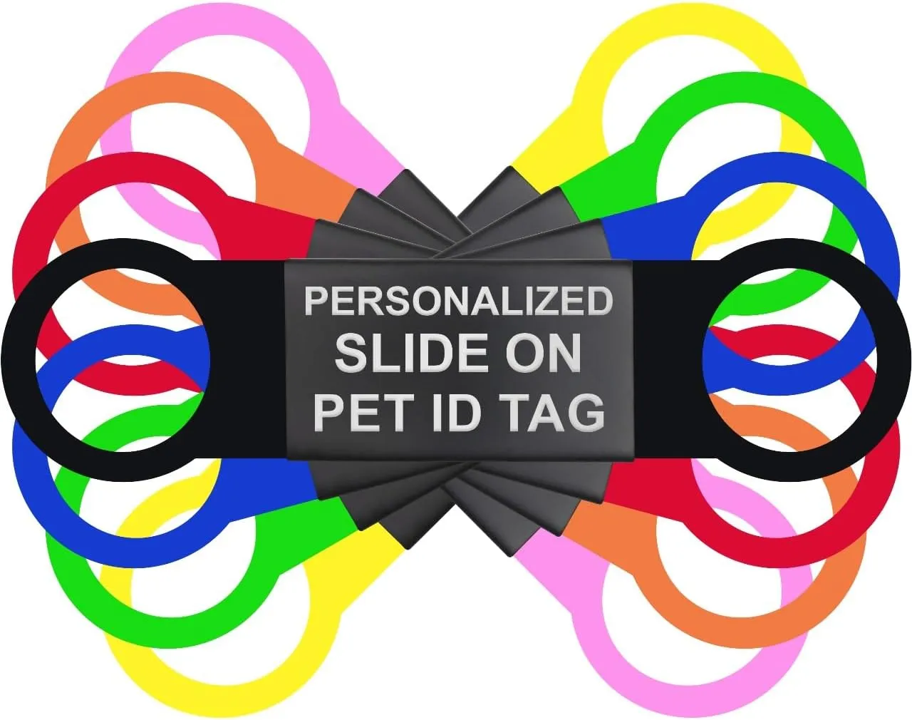 Dr. Fremont's Slide On Silent No Noise Stainless Steel and Silicone Personalized Customizable Dog and Cat Tags for Pets Collars