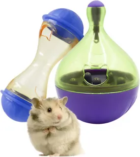 Dual Interactive Foraging Toys  Tumbler & Hourglass Treat Dispensers for Rabbits, Guinea Pigs, Hamsters & Small Pets | Mental Stimulation Chew Toys