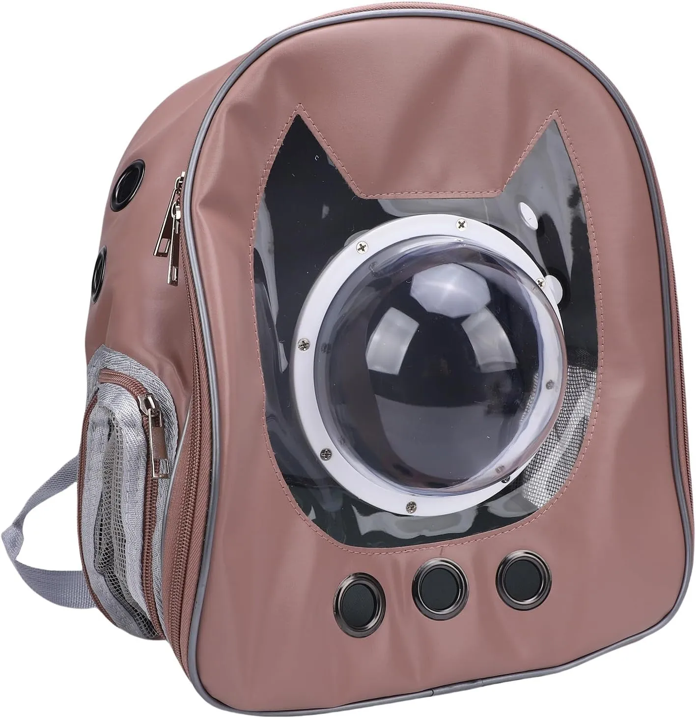 Durable PU Leather Cat Bag Space Capsule Design Portable Pet Bag with Breathable Ventilation Holes for Outdoor Travel, Daily Pet Backpack (L)