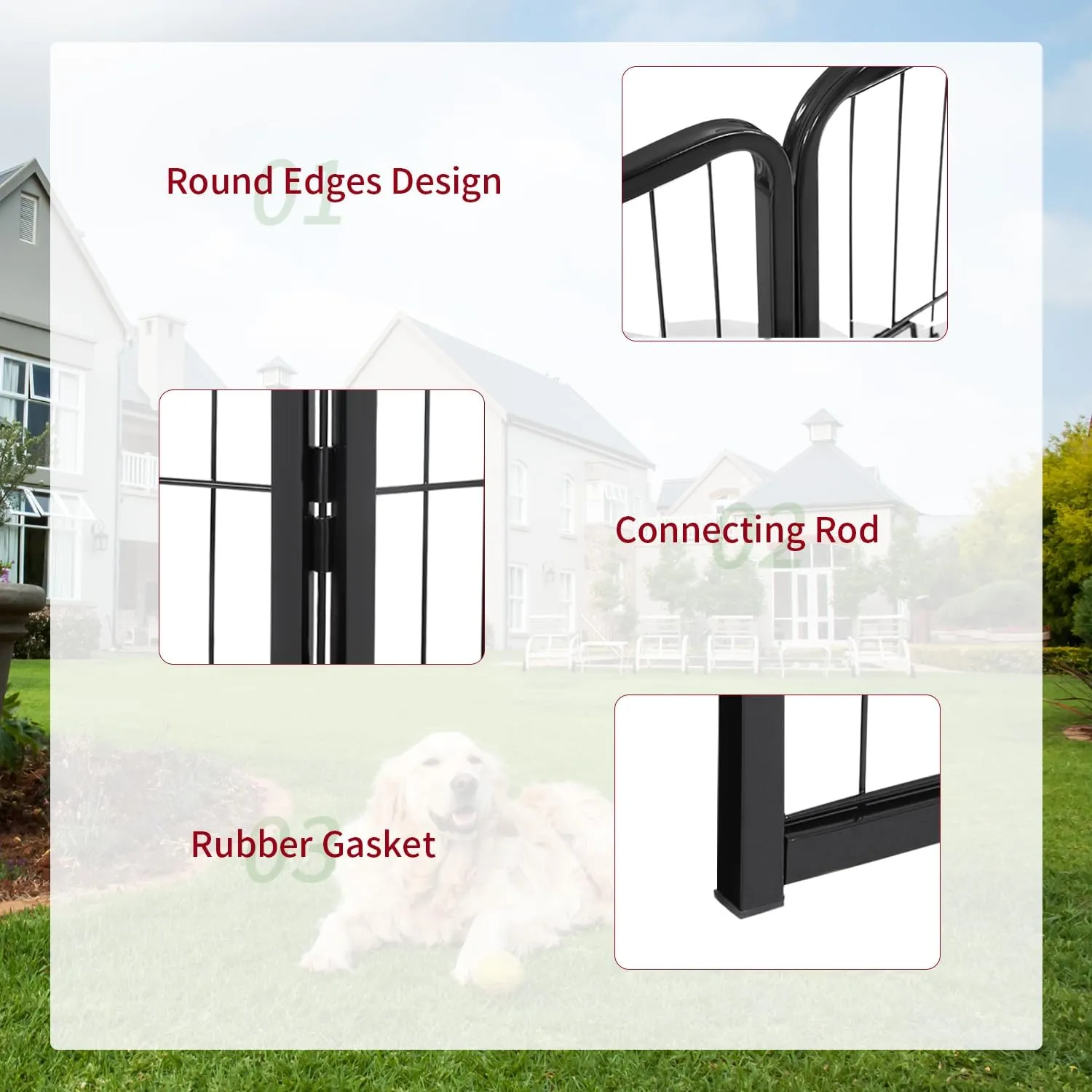 FDW Dog Playpen Dog Pen Dog Kennel 24 Panels 32 Inch Height Indoor Outdoor Folding Metal Portable Puppy Exercise Pen Heavy Duty Dog Fence for Yard Camping,Black