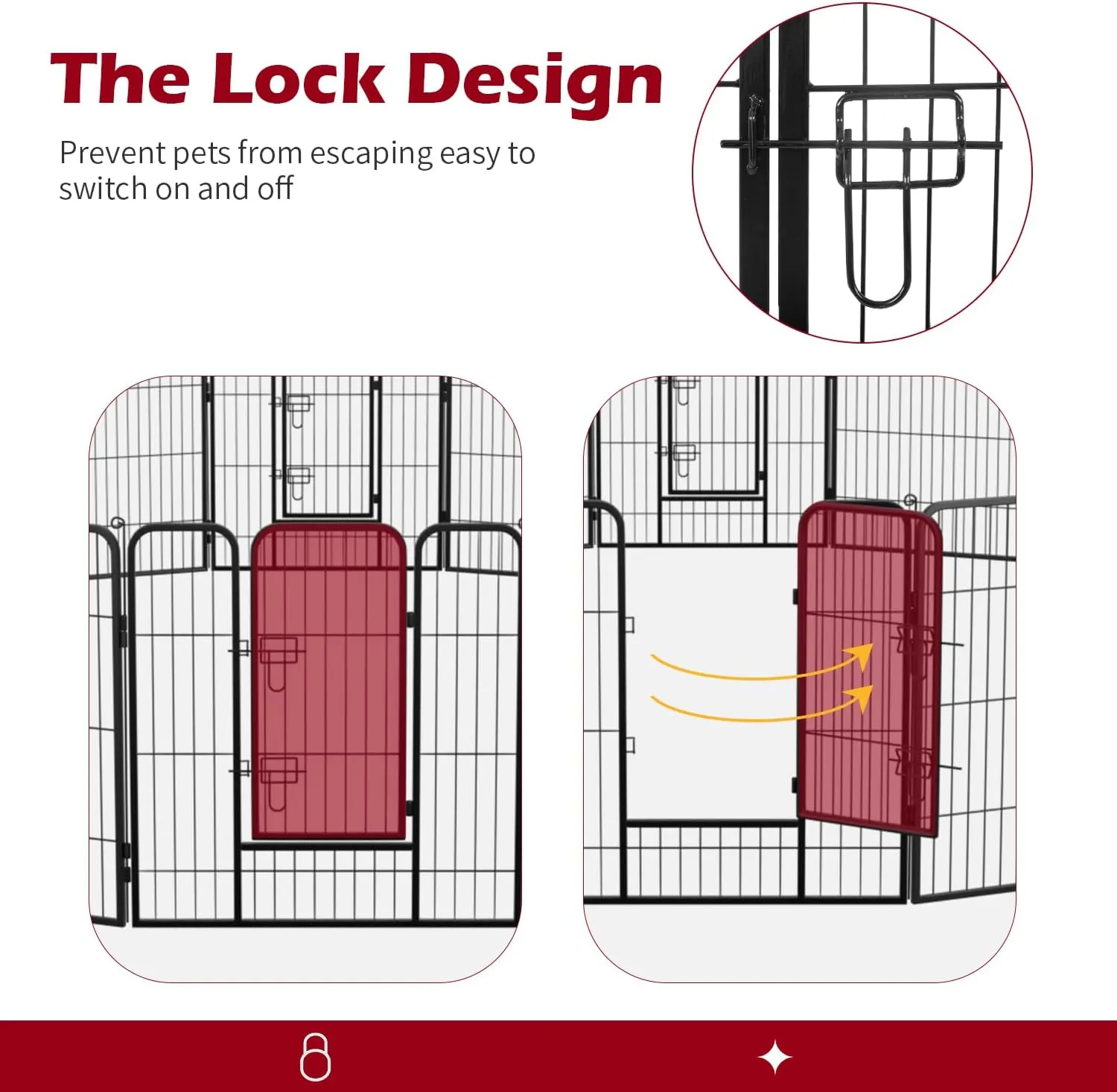FDW Dog Playpen Dog Pen Dog Kennel 24 Panels 32 Inch Height Indoor Outdoor Folding Metal Portable Puppy Exercise Pen Heavy Duty Dog Fence for Yard Camping,Black