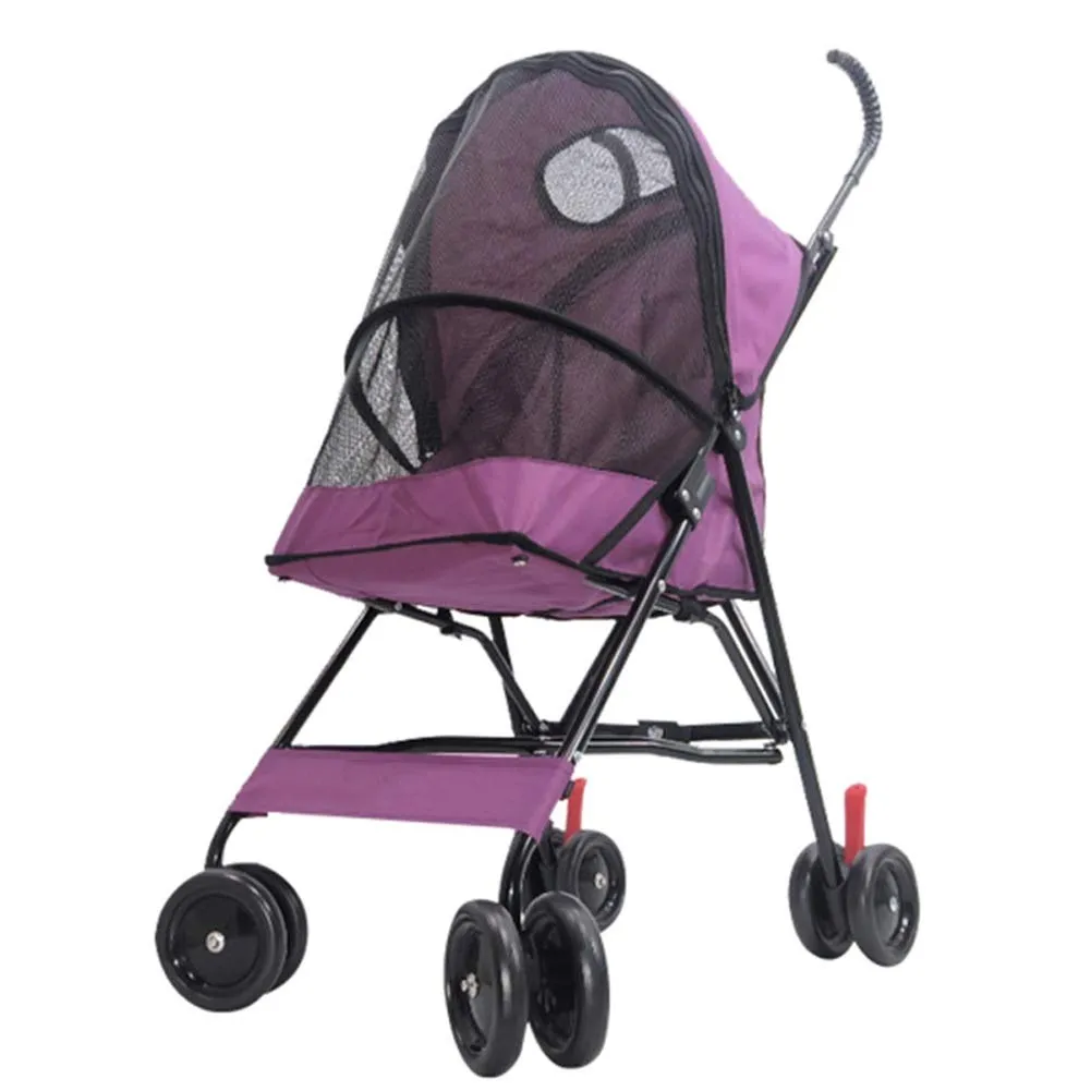Foldable Cat Pram Buggy Pushchair with Front Swivel Wheels, for Medium Small Pet, Max Loading 10kg