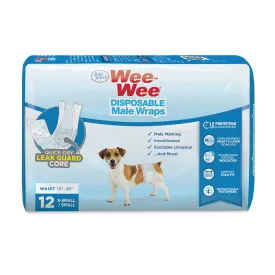 Four Paws Wee-Wee Disposable Male Dog Wraps 12 Count - Extra Small / Small