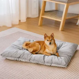 FUNNY FUZZY Cat and Dog Bed, Washable Cat &Dog Crate Bed, Dual-Sided Reversible Floor Plush Calming Cat Dog Mat, Lightweight Travel Pet Beds for Puppy Cats &Dog,35.4"  22.8", Silver Grey