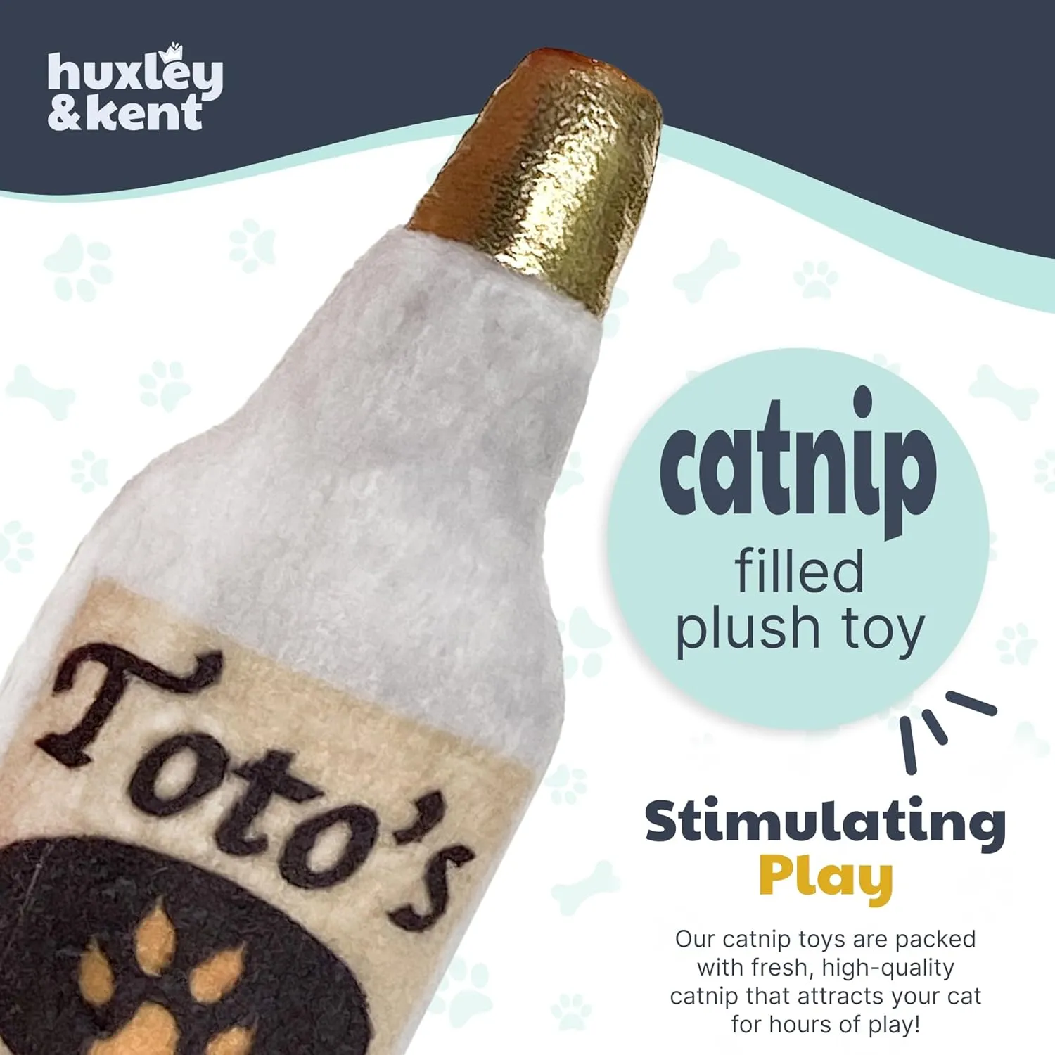 Huxley & Kent Plush Cat Toy - Toto's Pawdka - Nappy Hour Strong Catnip Filled - Plush Interactive Kitten and Cat Toy with Catnip and Crinkle - Kittybelles