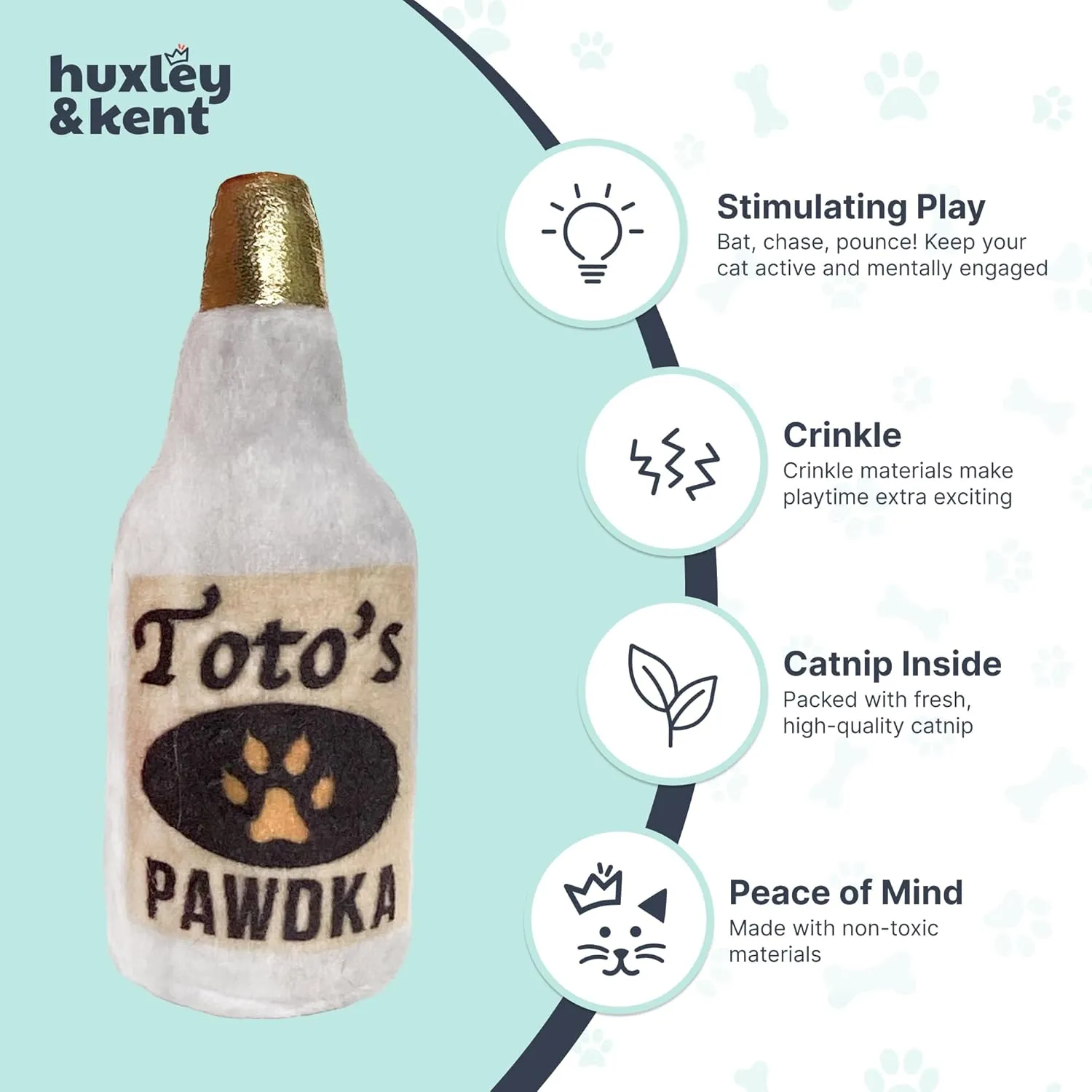 Huxley & Kent Plush Cat Toy - Toto's Pawdka - Nappy Hour Strong Catnip Filled - Plush Interactive Kitten and Cat Toy with Catnip and Crinkle - Kittybelles