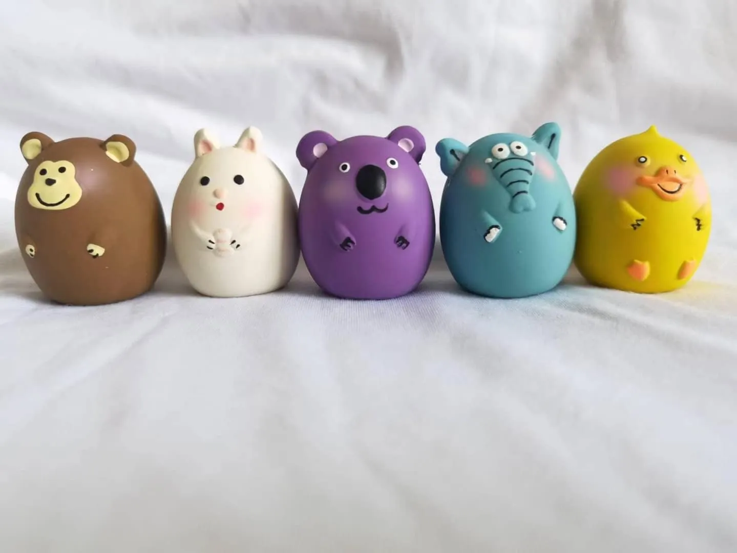 Jalousie 2.4 in Small Latex Dog Squeaky Toys - Soft Rubber Puppy Chew Toy, Animal Ball for Fetch Play - Small Medium Pets (Animal 5 Pack - Small)