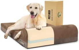 Jumbo Orthopedic Dog Bed, Large Dog Bed 7.87-inch Thick Gel Memory Foam with Pillow, Durable Flannel Fabric Dog Beds Large Sized Dog, Removable Cover & Waterproof Liner for Large Breed Dogs
