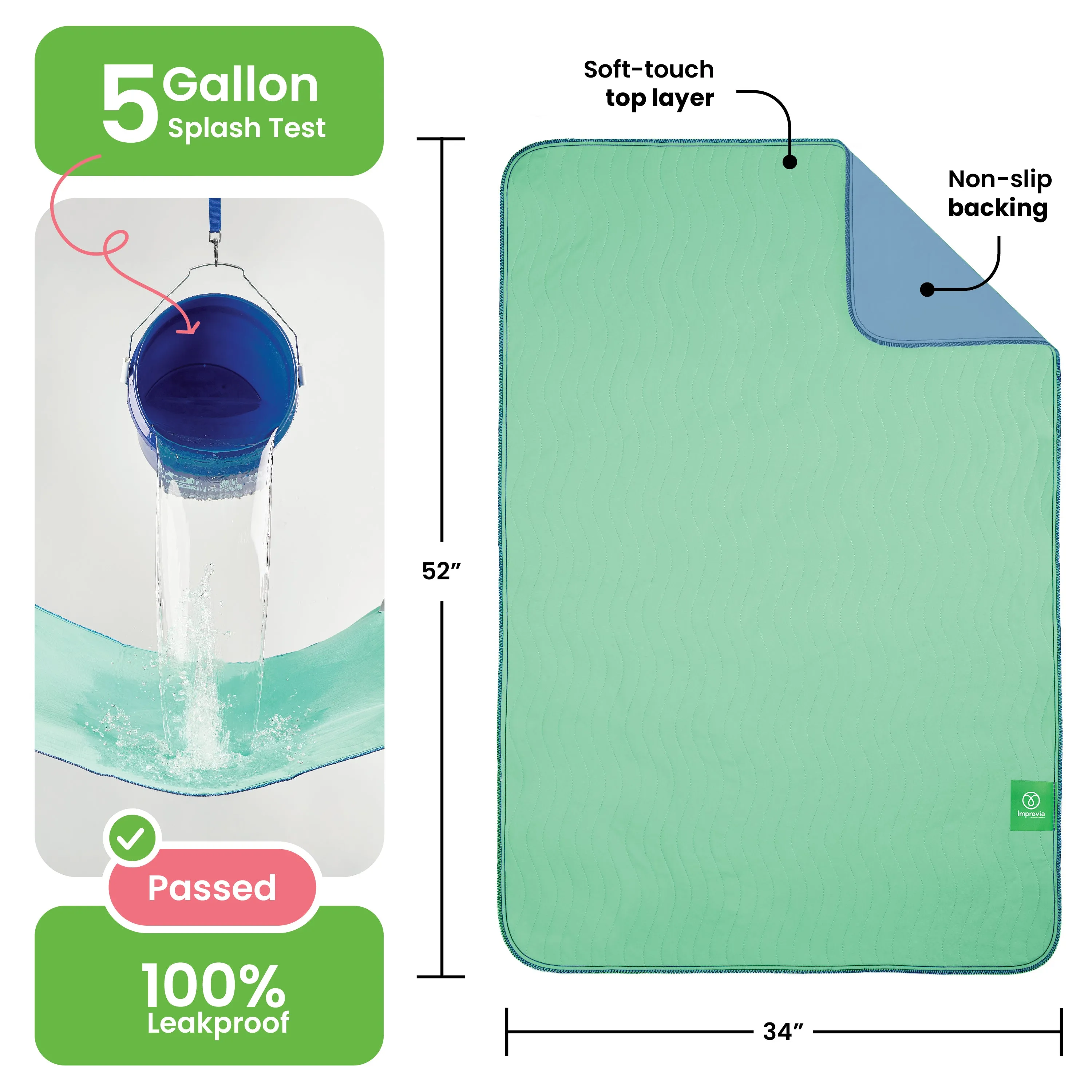 Large - 34"x52" Washable Underpads