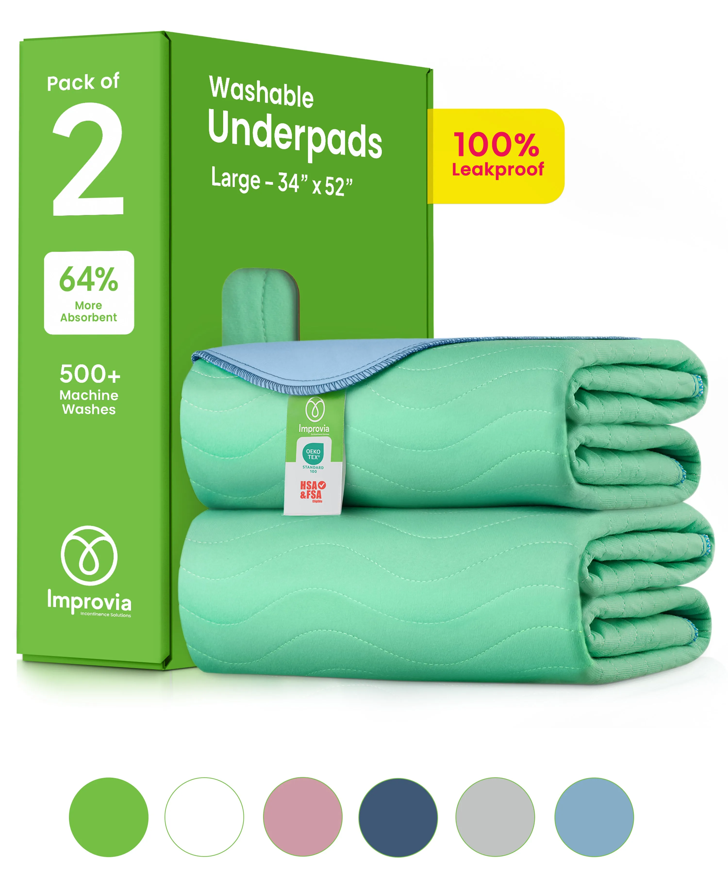 Large - 34"x52" Washable Underpads