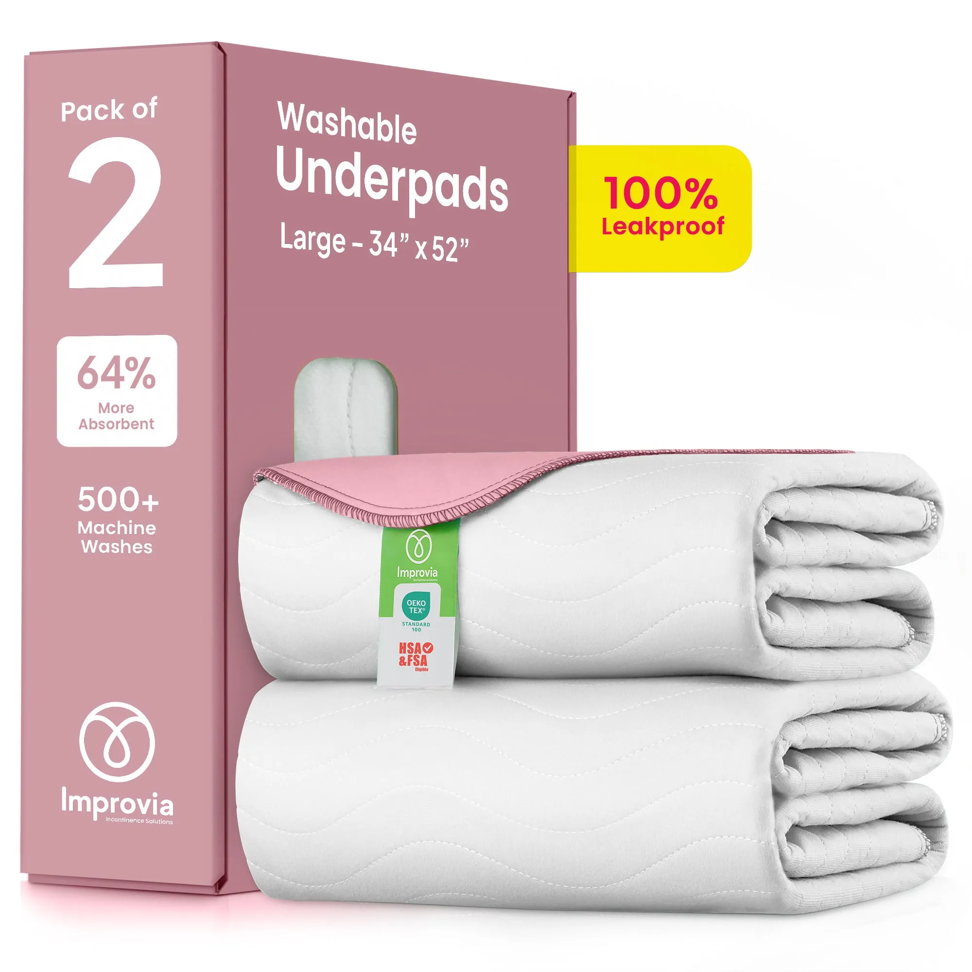 Large - 34"x52" Washable Underpads