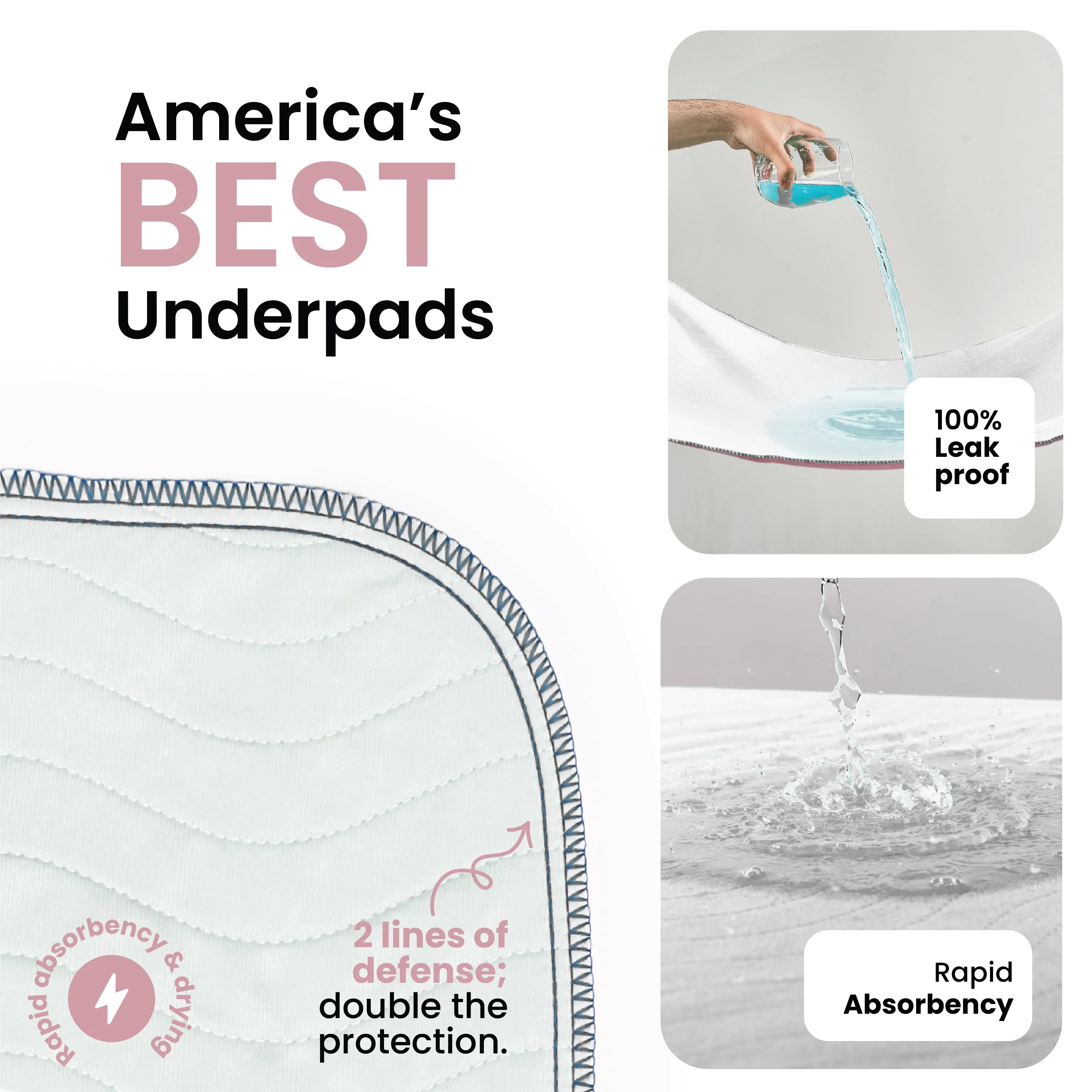 Large - 34"x52" Washable Underpads