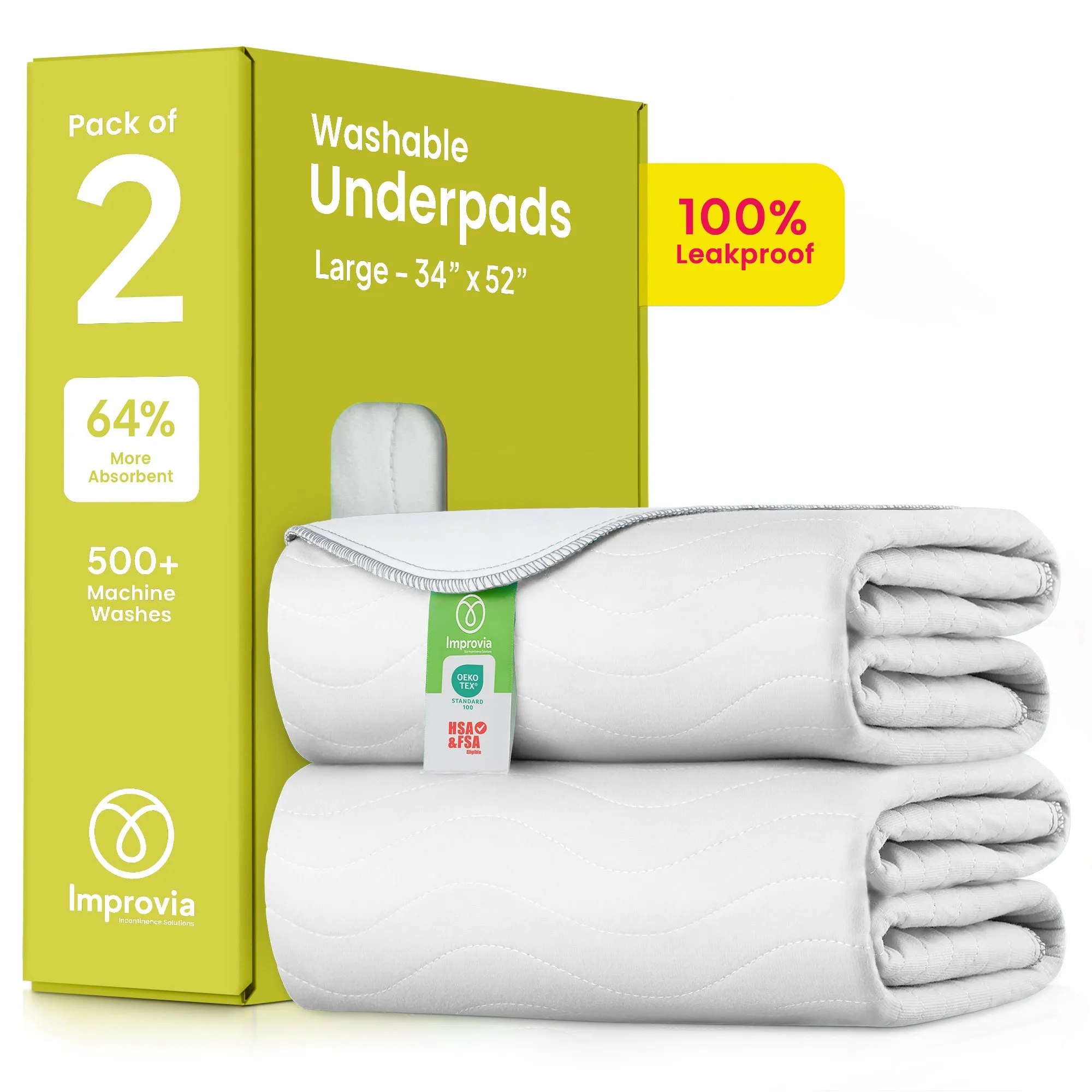 Large - 34"x52" Washable Underpads