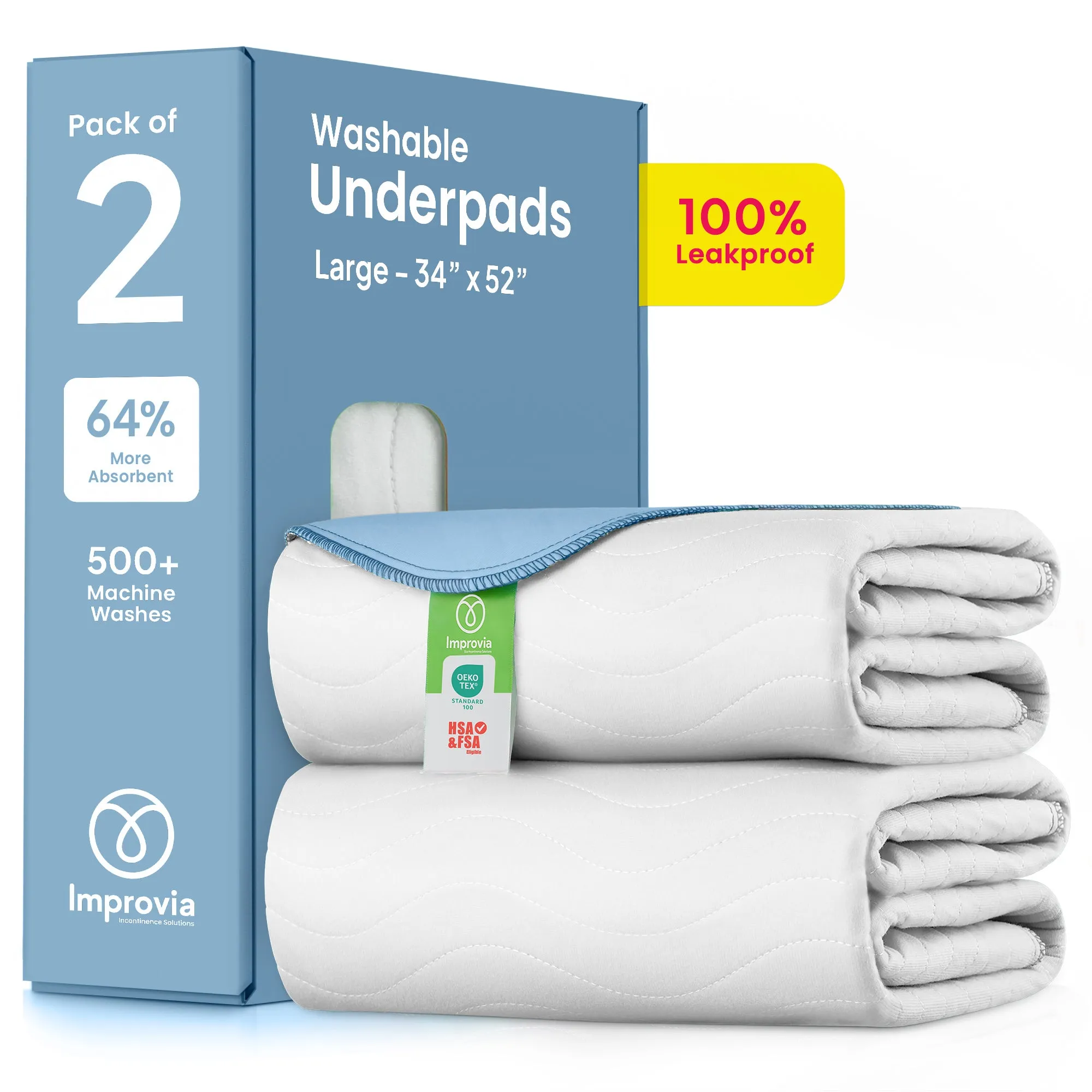 Large - 34"x52" Washable Underpads
