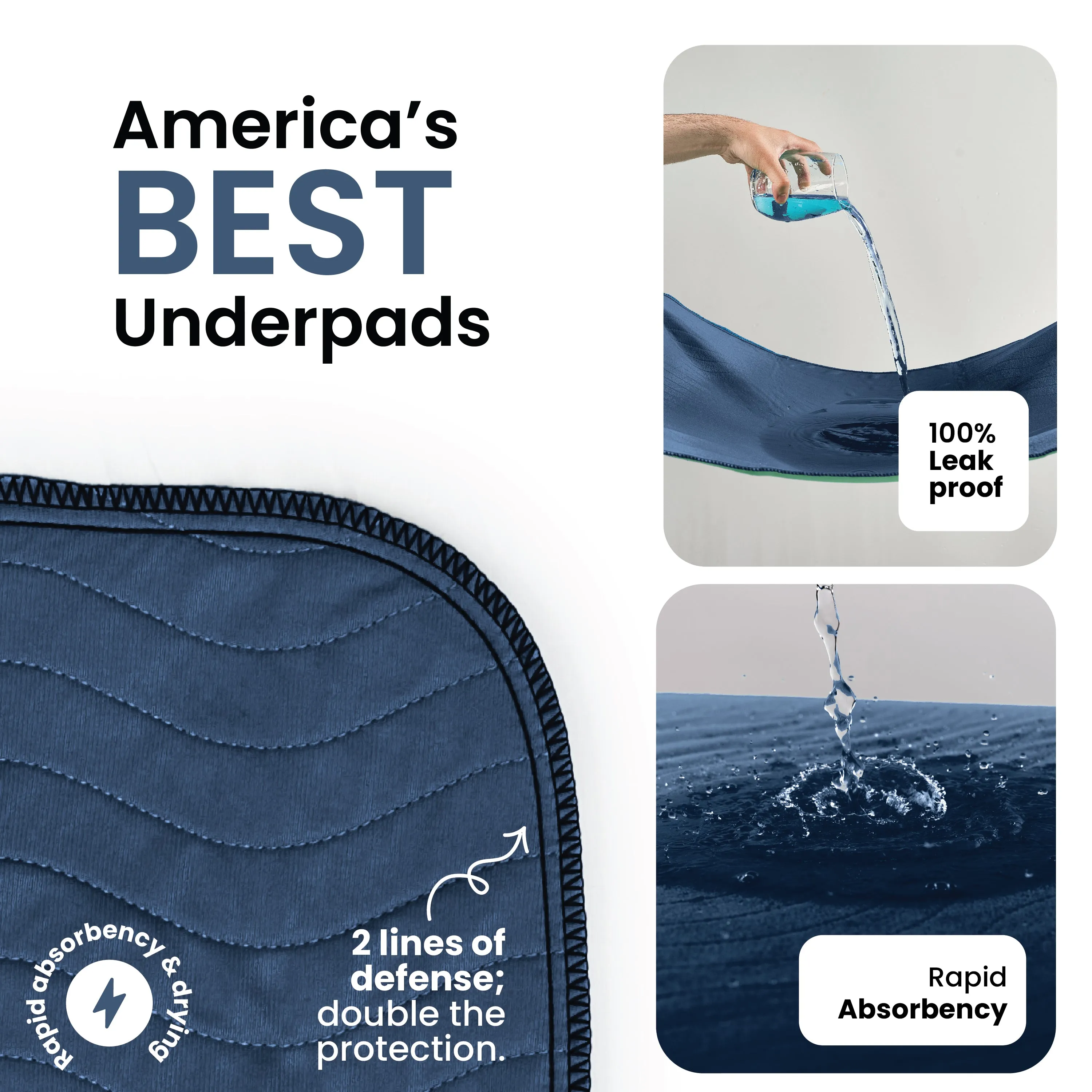 Large - 34"x52" Washable Underpads