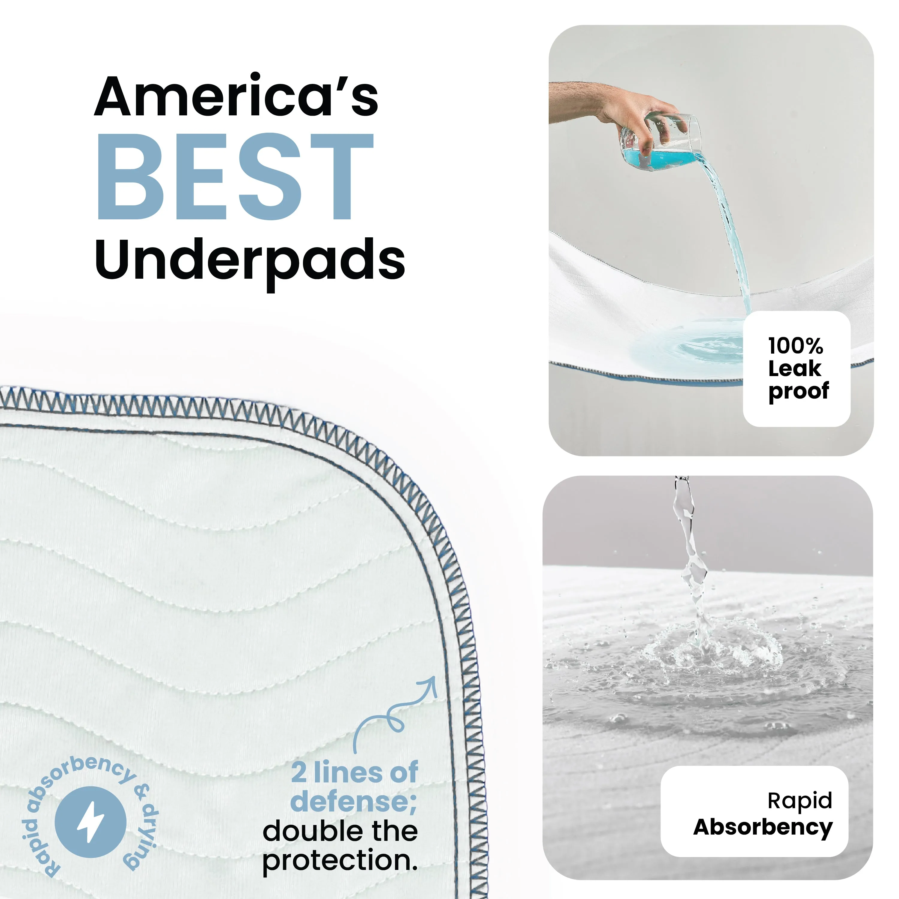 Large - 34"x52" Washable Underpads
