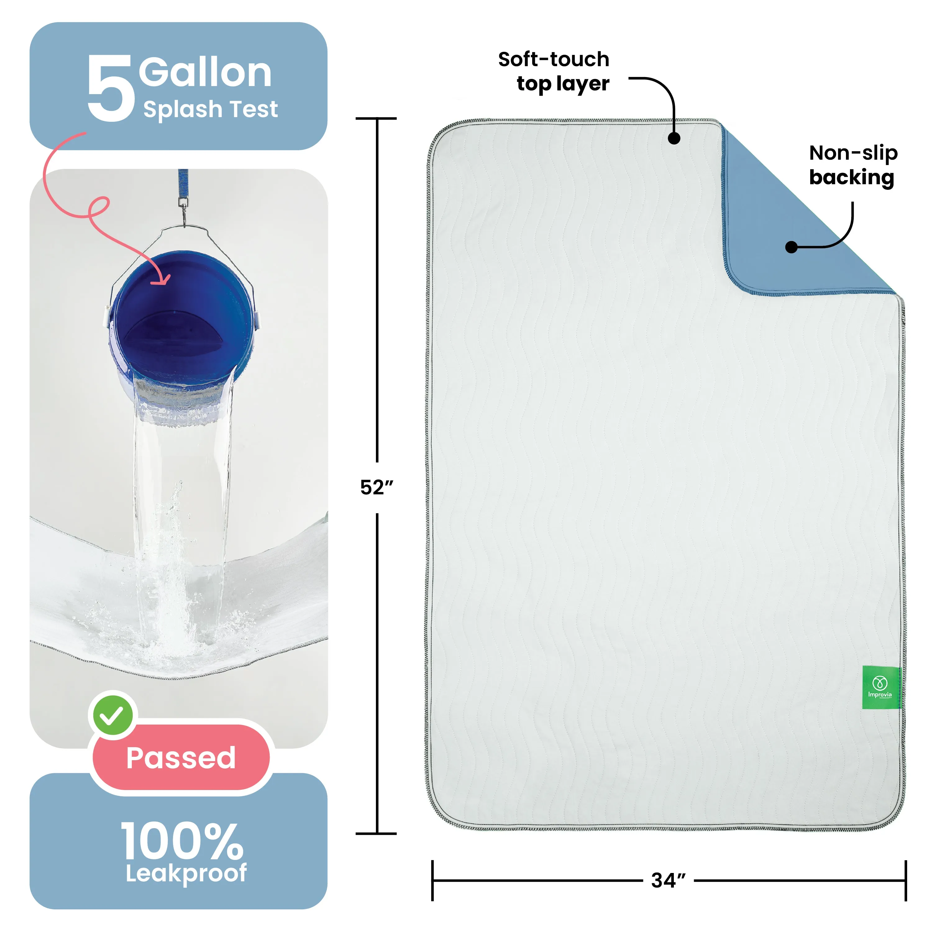 Large - 34"x52" Washable Underpads