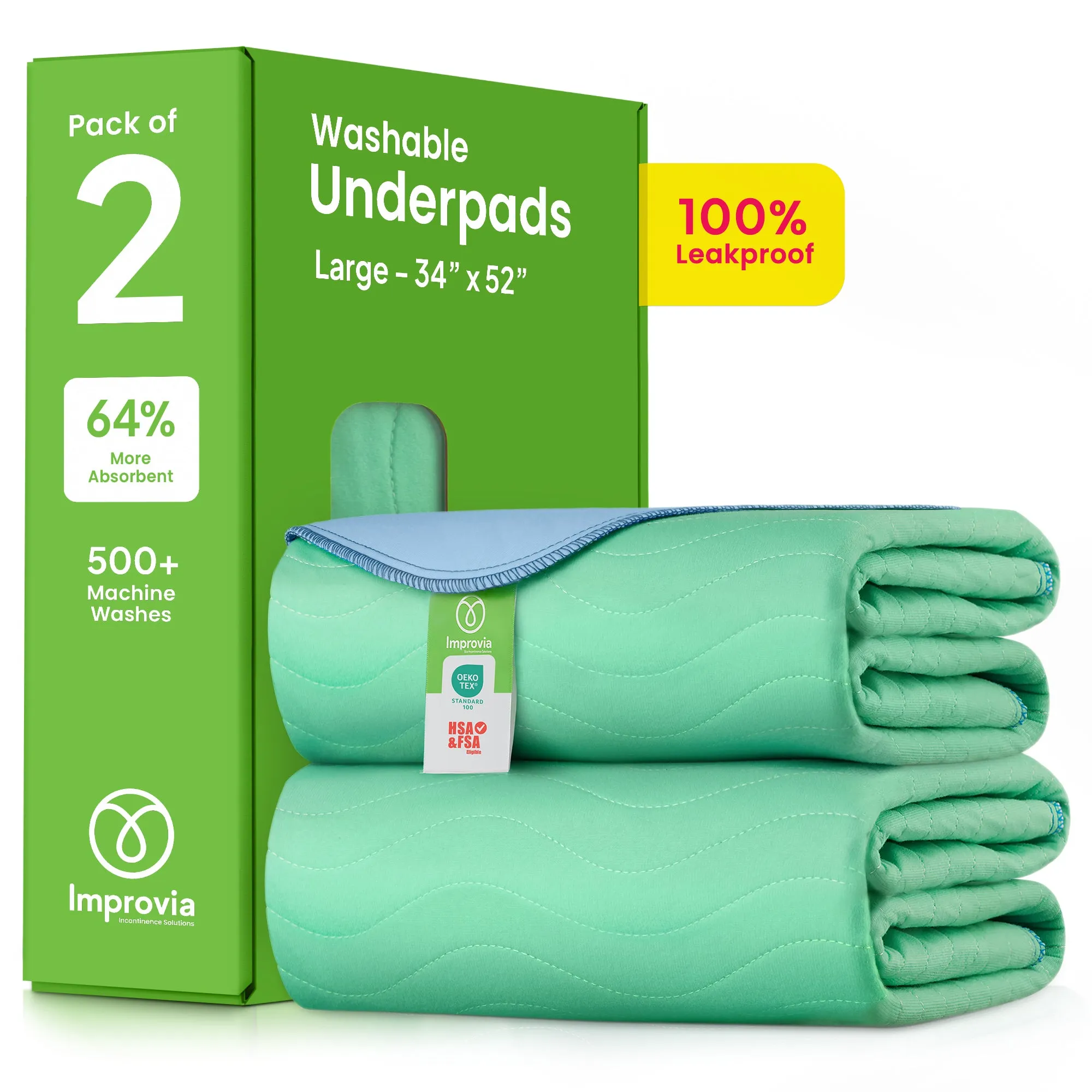Large - 34"x52" Washable Underpads