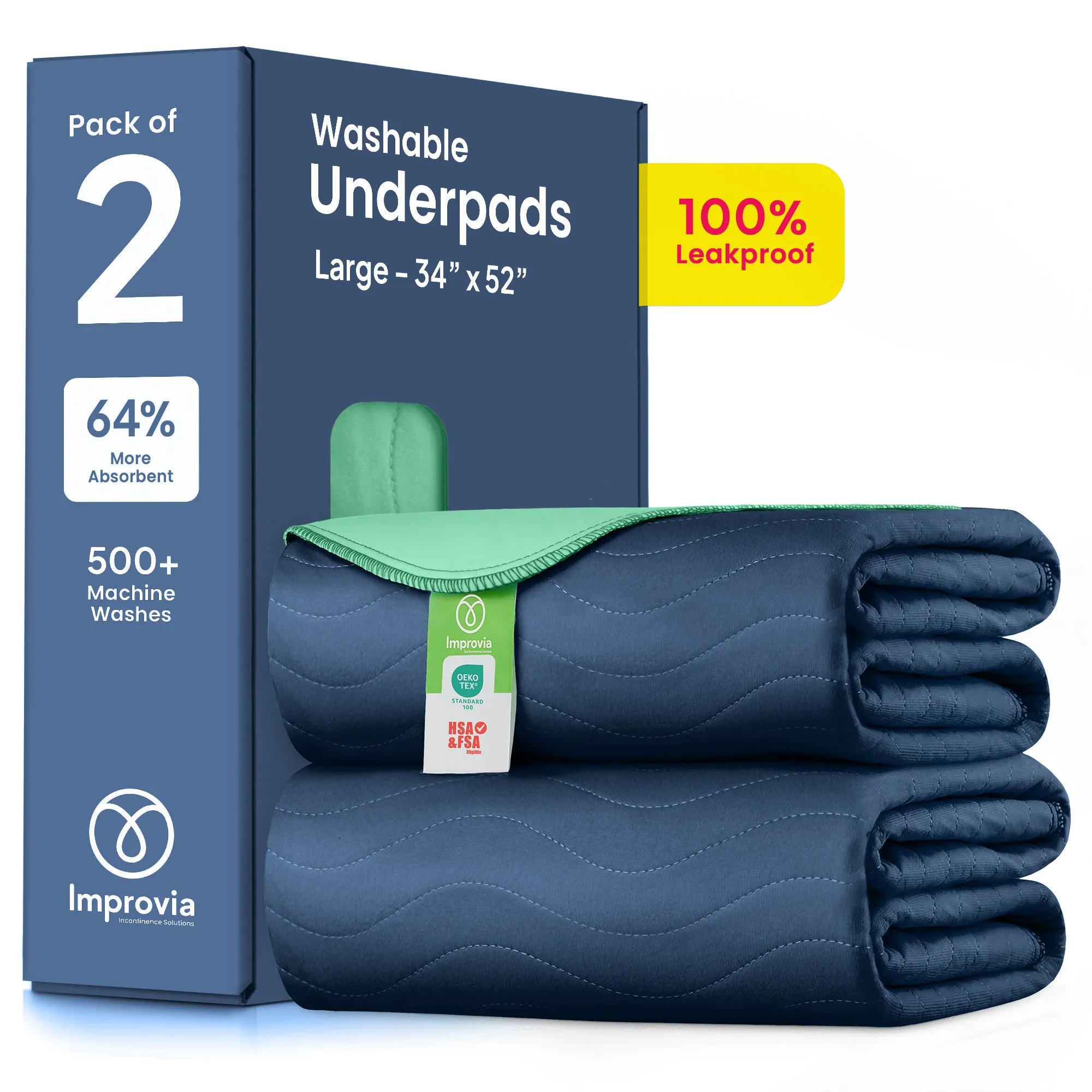 Large - 34"x52" Washable Underpads